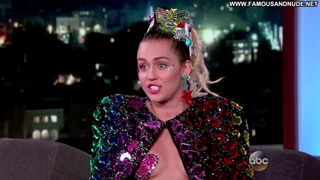 Miley Cyrus Jimmy Kimmel Live Nipples Celebrity Live Breasts Pasties