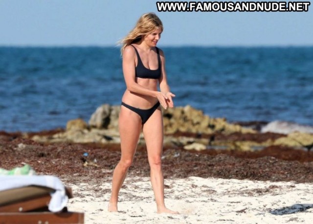 Sienna Miller The Beach Posing Hot Bikini Black Beautiful Paparazzi