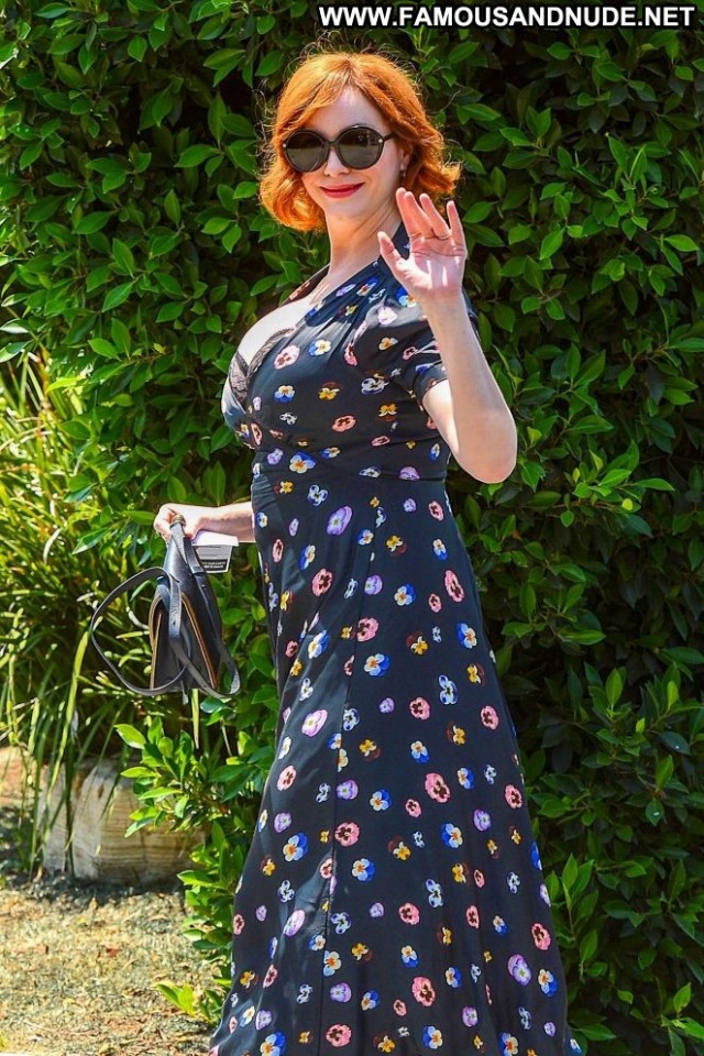 Christina Hendricks Los Angeles Paparazzi Party Celebrity Posing Hot